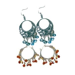 Crystal Drops Earrings Two Pair